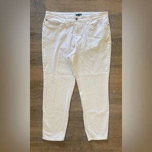 Eileen Fisher womens size 16 white organic cotton straight leg ankle denim jeans